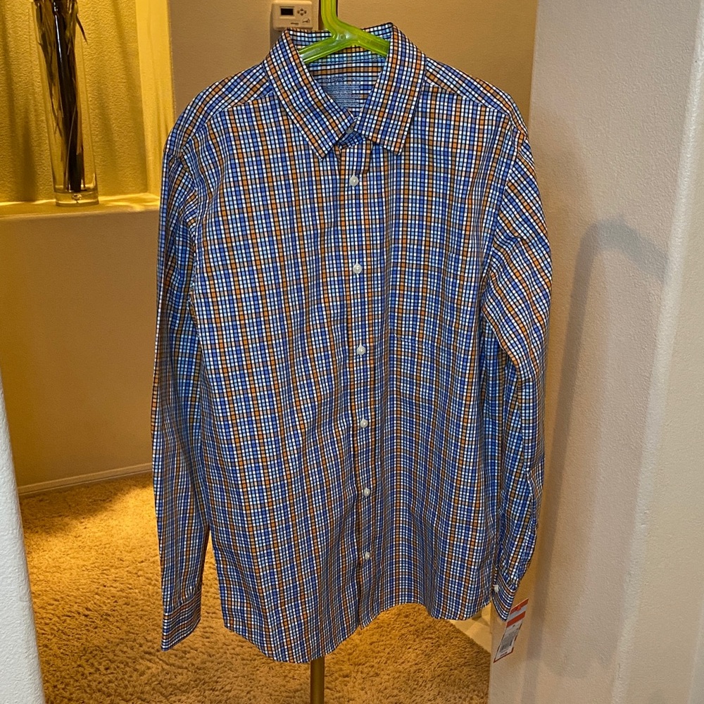 Cat & Jack Blue and Orange Checkered Shirt